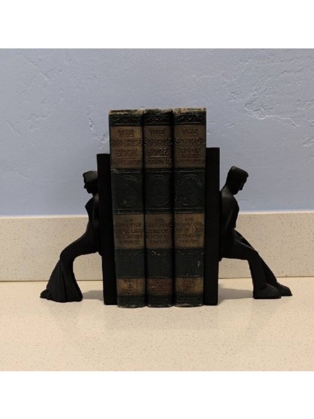 Chris Collicott Bookends Pair Man Woman Sculpture Black Art Deco Cubist Realism - Picture 2 of 16
